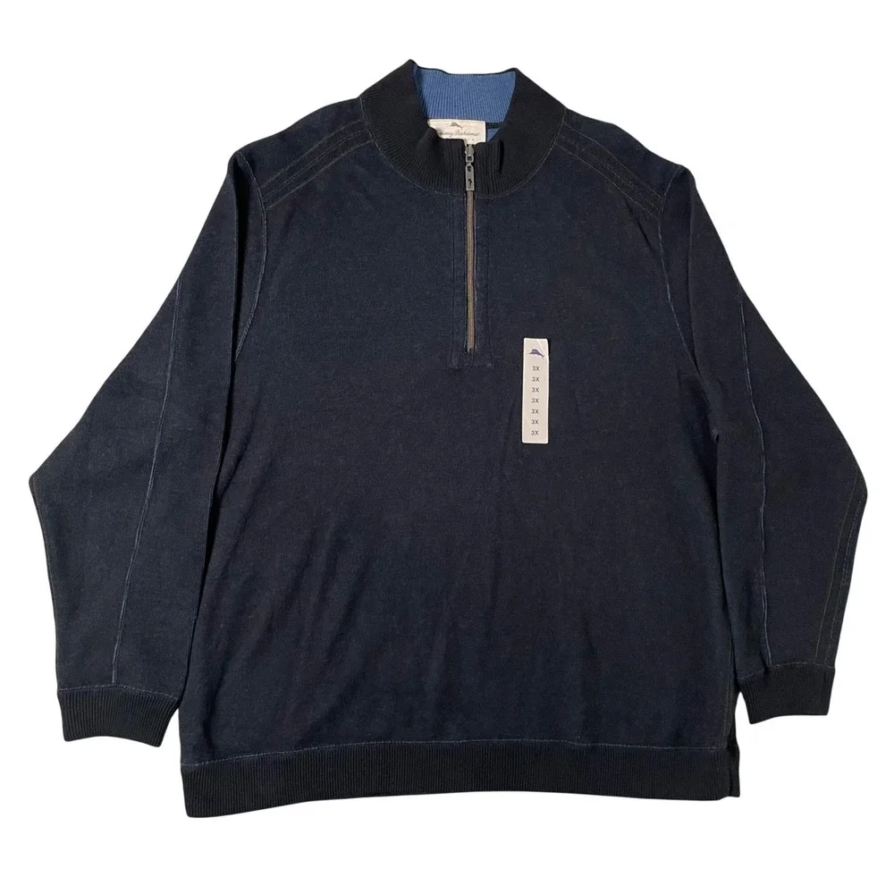 Tommy Bahama Flipside Half Zip Pullover Mens 3XL Black Reversible Sweater NWT
